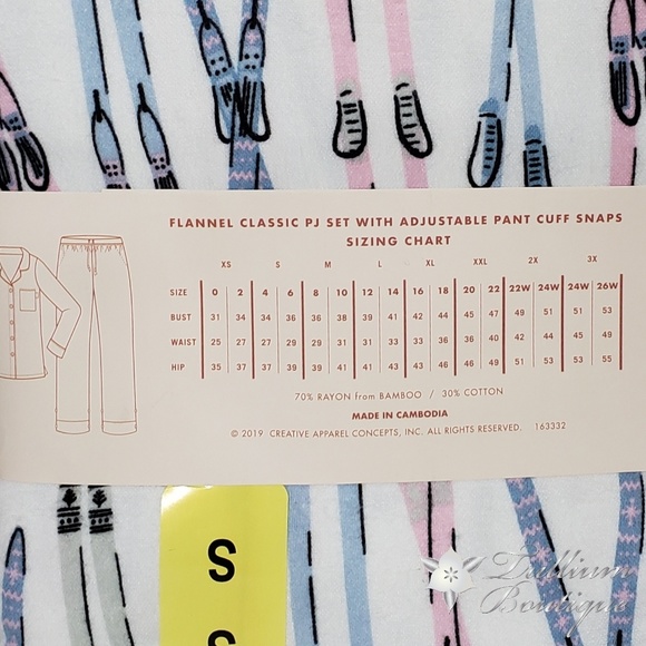 Munki Munki Flannel Womens Classic Pajama Set Skis - Picture 4 of 4